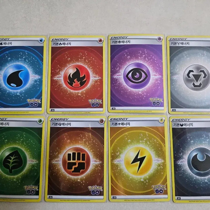 [BUNJANG] Pokemon GO Edition Basic Energy Cards 8 Types Set / 포켓몬 카드 포캣몬GO에디션  기본 에너지 카드 미러 8종 세트