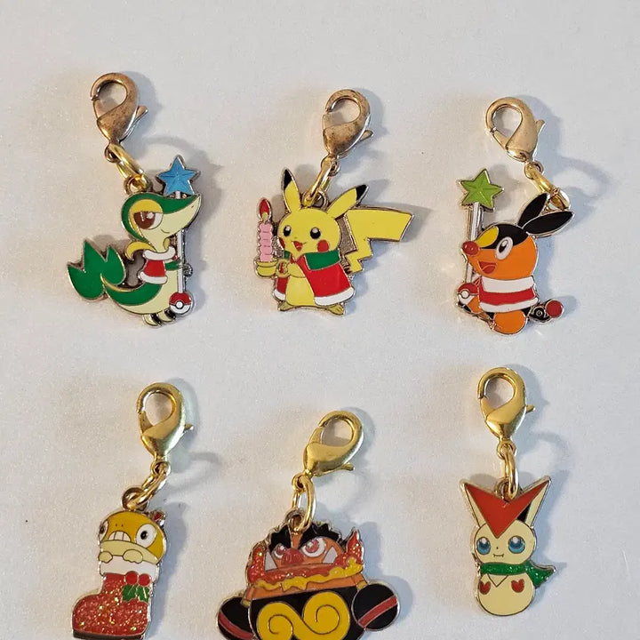 [BUNJANG] Pokemon Christmas Metal Charm 6종 Bundle Set / 포켓몬 크리스마스 메탈참 주리비얀 뚜꾸리 염무왕 3종 일괄