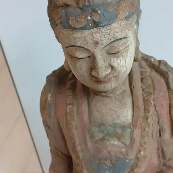 [BUNJANG] Antique Wooden Gilt-Bronze Buddha Statue / 당채목조 관세음보살상입상