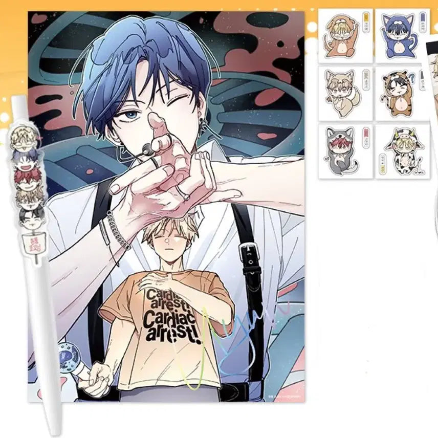 [BUNJANG] Your Mana One Room Assistant Stationery Set with Yoonyi Idol Poster, Animal Pajamas, and Ddibu Seal / 유어마나 원룸조교님 볼펜 유우니 아이돌 포스터 동물잠옷 띠부씰 생일카드