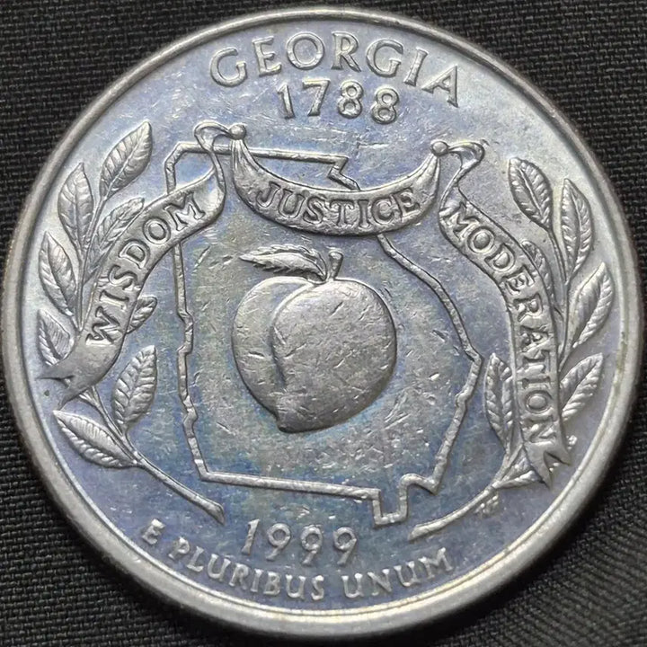 [BUNJANG] 1999 D Georgia Quarter 25 Cent Coin Blue Toning / 1999년 D조지아 쿼터 주화 25센트 블루 토닝