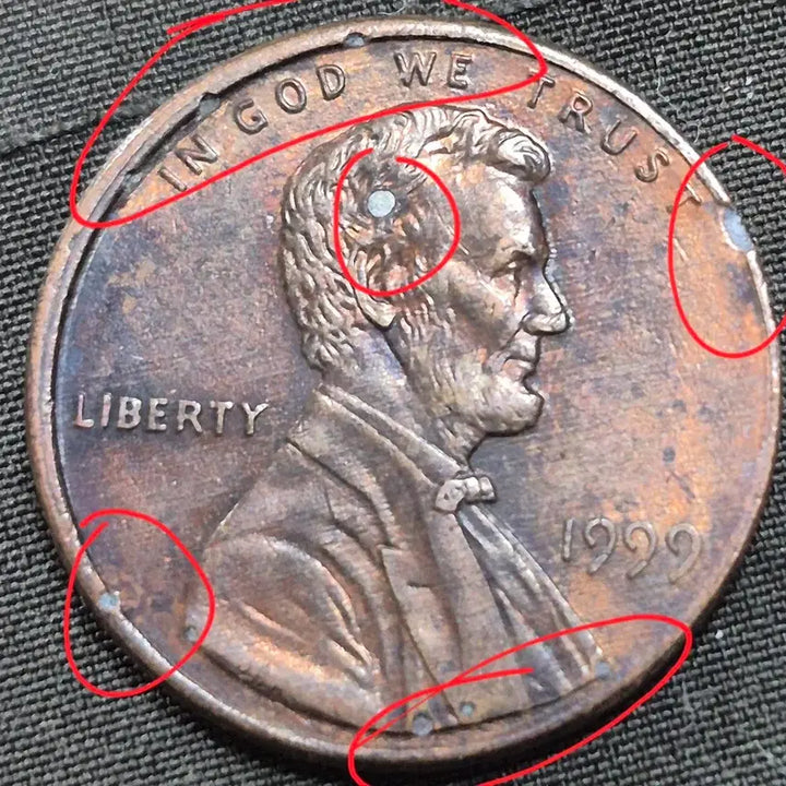[BUNJANG] 1999 Lincoln Cent Mint Error Coin / 1999년p링컨.센트 다이 크립 주조 오류 주화