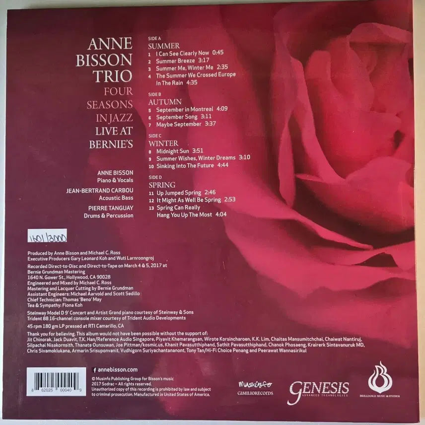 [BUNJANG] Anne Bisson Trio "Four Seasons In Jazz – Live At Bernie’s" 45RPM 2LP Audiophile Record / Anne Bisson Trio-Four Seasons LP (오디오파일)