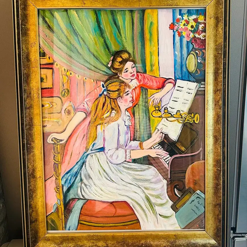 [BUNJANG] Pierre-Auguste Renoir "Two Young Girls at the Piano" Framed Oil Painting / 르노아르. 피아노치는두자매(표구액자)