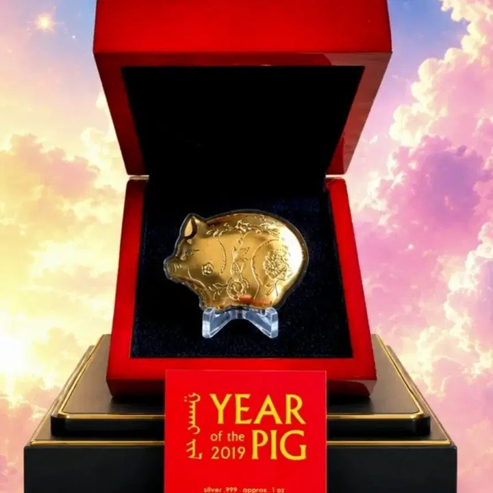[BUNJANG] CIT Jolly Pig 1 oz .999 Silver Coin Gilded Limited Edition / 99.9%입체은화 아주귀한 순금도금 입체 31.1(1트로이온스)순은화