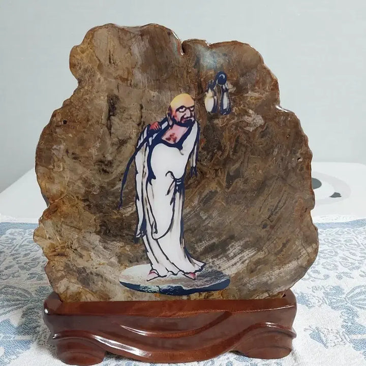 [BUNJANG] Bodhidharma Fossilized Wood with Stand / 달마 규화석 나무화석