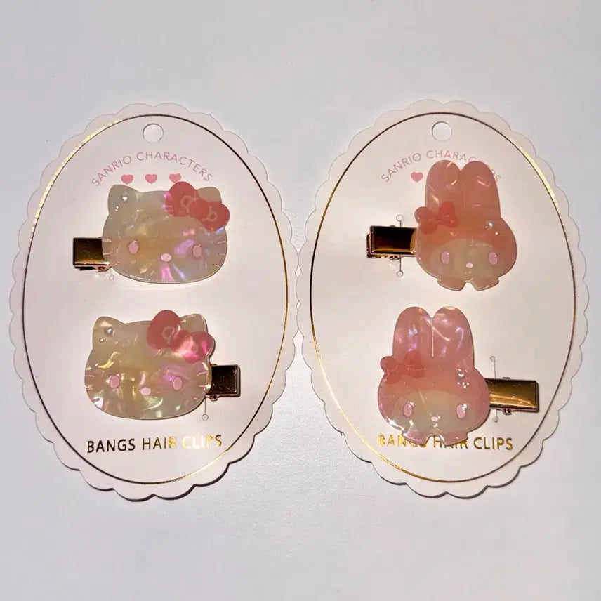 [BUNJANG] Chobido x Sanrio Mother-of-Pearl Series Hello Kitty / My Melody Hair Pin Multi Clip (2pcs) / 쇼비도 산리오 자개시리즈 헬로키티/마이멜로디 자개 헤어핀 멀티 클립 2p