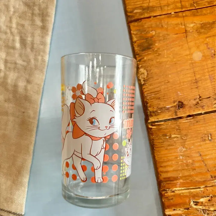 [BUNJANG] Vintage Marie Cat Character Glass Cup 240ml / 빈티지 마리 캣 캐릭터 유리컵 240ml