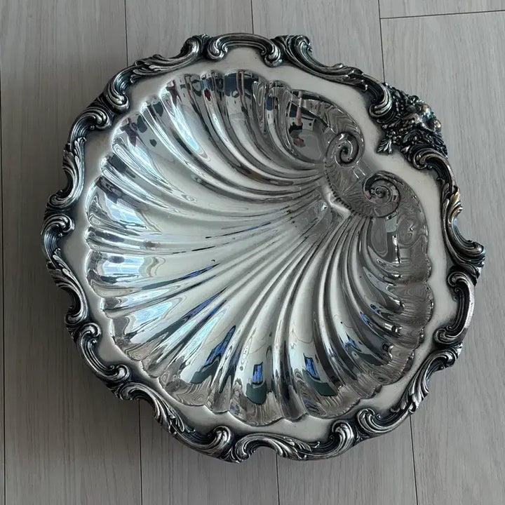 [BUNJANG] Vintage Silver Shell Plate Tray / 빈티지 실버 쉘 플레이트 