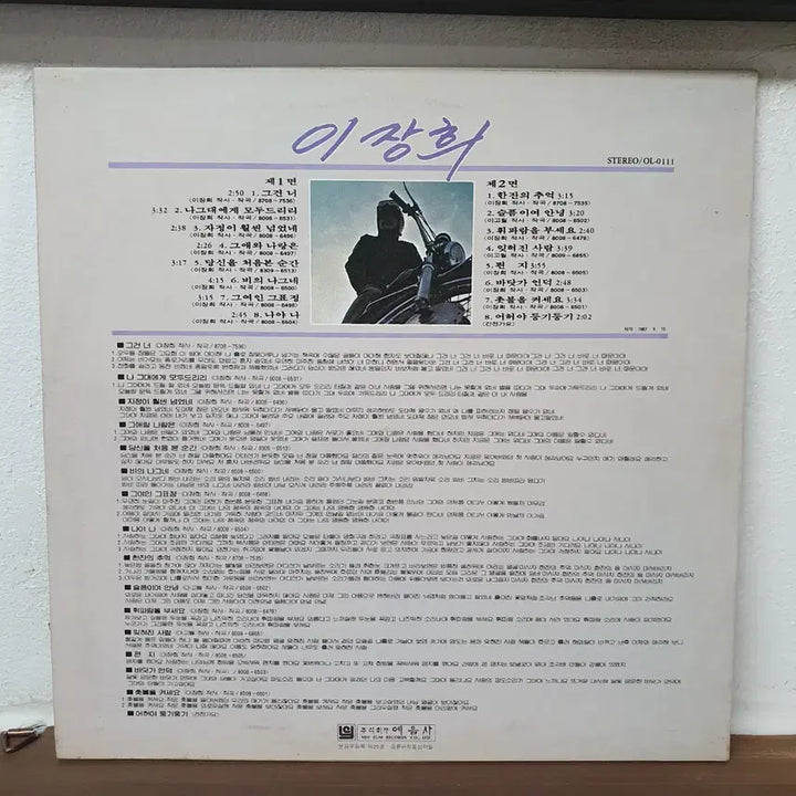 [BUNJANG] Lee Jang Hee 1988 "That You" / "A Drink of Memory" LP / 이장희 LP 1988  그건너 한잔의추억