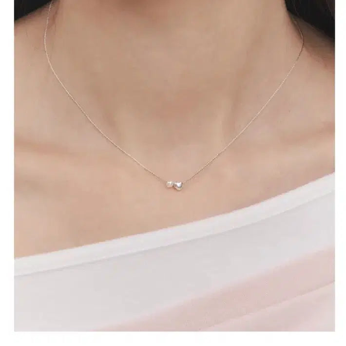 [BUNJANG] Ambross Pearl Heart Silver Necklace (Worn by Kazuha &amp; Eunbi) / [르세라핌 카즈하 권은비 착용] 앵브록스 펄 하트 실버 목걸이