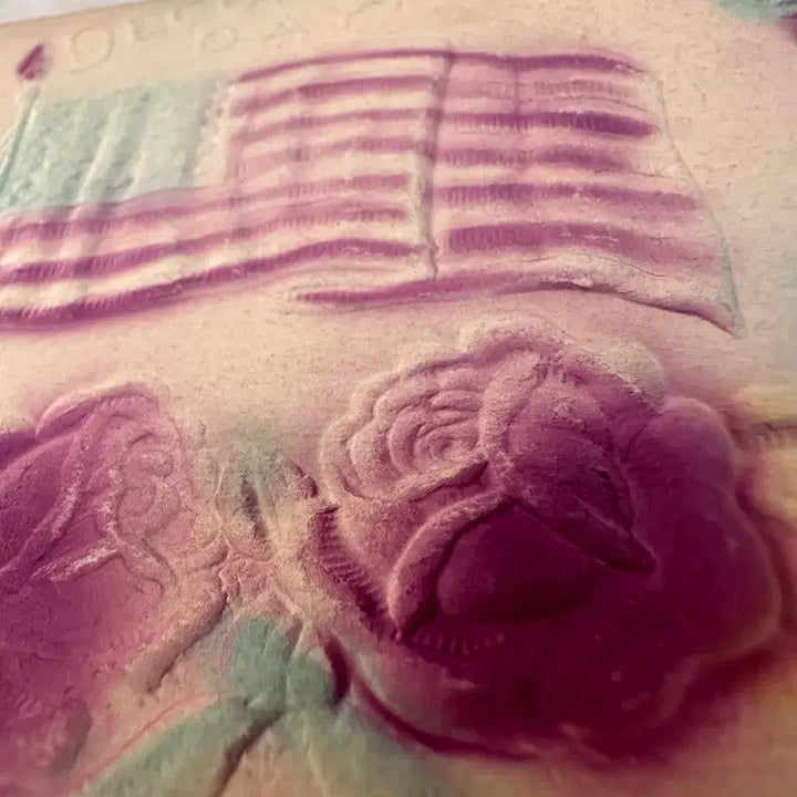 [BUNJANG] Vintage Postcard - Pastel Roses and American Flag / 빈티지엽서 파스텔로즈와 성조기