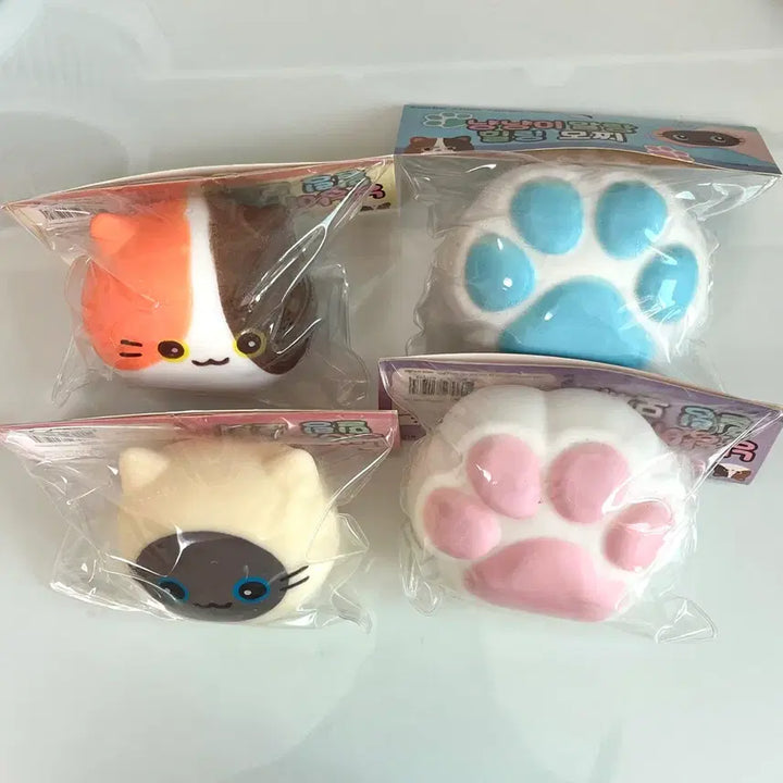 [BUNJANG] Mochi Cat Healing Squishy Toy Bundle Set / 냥냥이 말랑 힐링 모찌 말랑이 4종 일괄
