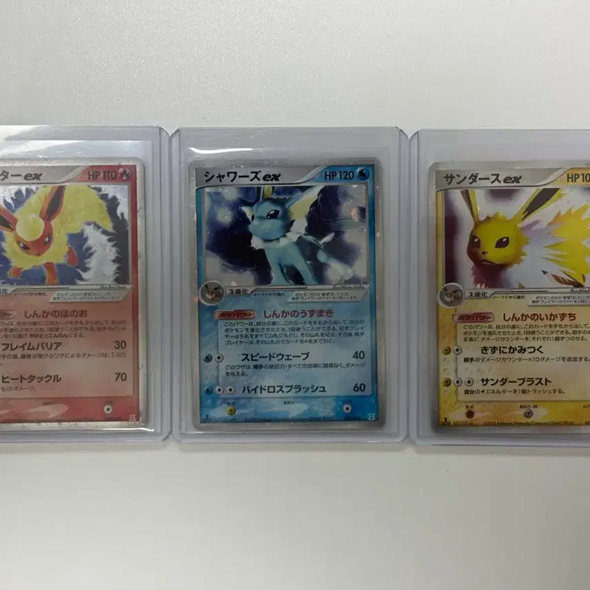 [BUNJANG] Japanese Vintage Holon Research Tower Flareon ex, Vaporeon ex, Jolteon ex Cards / [포켓몬카드] 일판 빈티지 홀론 리서치타워 부스터 샤미드 쥬피썬더 팝니다
