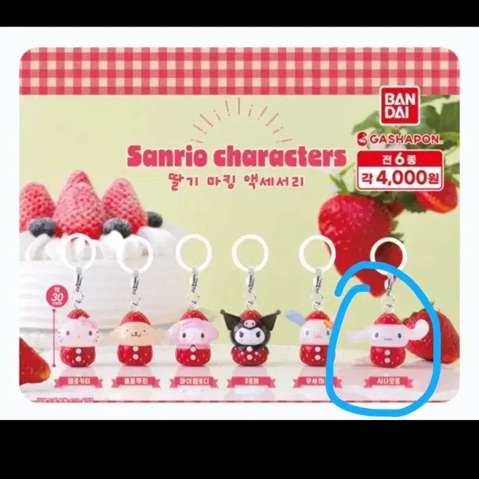 [BUNJANG] Sanrio Cinnamoroll Strawberry Marker Accessory Keychain / 산리오 딸기 시나모롤 메지루시