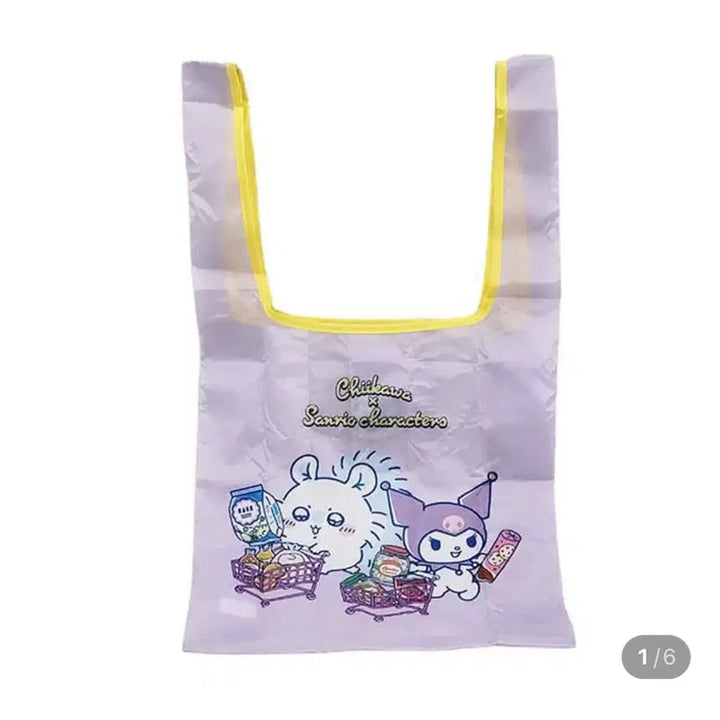 [BUNJANG] Chiikawa x Sanrio Collaboration Shopping Bag Eco Bag / 치이카와 산리오 콜라보 장바구니 에코백 확정 가챠 모몽가 쿠로미