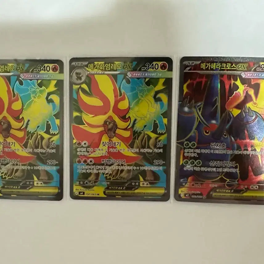 [BUNJANG] Pokemon Card Mega Charizard EX SR &amp; Mega Heracross EX SR Bundle Set / 포켓몬카드 메가화염레오, 메가헤라크로스 ex sr 일괄