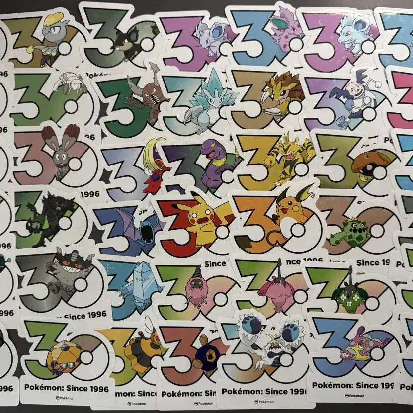 [BUNJANG] Pokemon 30th Anniversary Logo Sticker Bundle Set (42 pcs) / 포켓몬 30주년 로고 스티커 42장 일괄 피카츄 라이츄