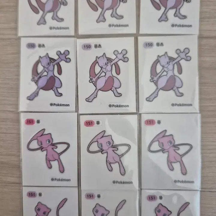 [BUNJANG] Pokemon Stickers Generation 1 Bundle - Mewtwo &amp; Mew (12 pcs) / 포켓몬 띠부씰 1세대 2022년 뮤츠 뮤 12장 일괄 판매.