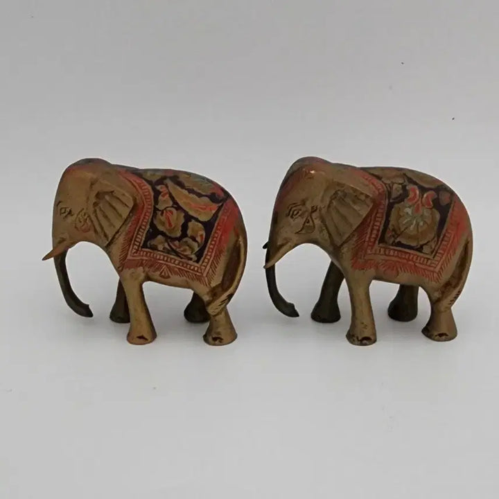 [BUNJANG] Vintage Enamel Painted Brass Elephant Figurine / 인도 빈티지 에나멜 채색 황동 피규어 코끼리 /장식품
