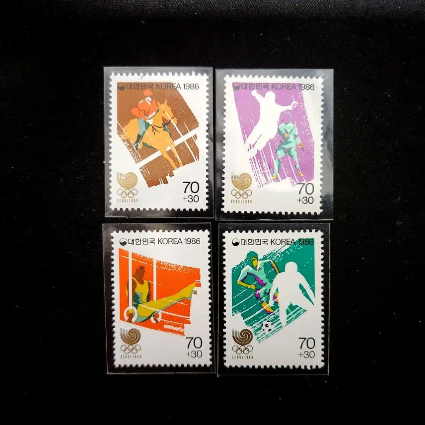 [BUNJANG] 1986 88 Seoul Olympics Commemorative Stamps Set 5 (High Value) - Sheet + 8 Individual Stamps / 1986 88서울올림픽 기념우표 5집(고액) 시트+낱장 8종