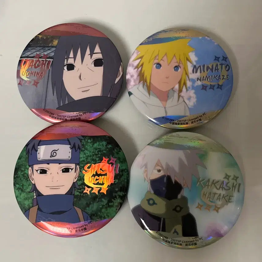 [BUNJANG] Naruto Chibi Tin Badge Set - Itachi, Kakashi, Minato, Shisui / 나루토 치비 캔뱃지 이타치 카카시 미나토 시스이
