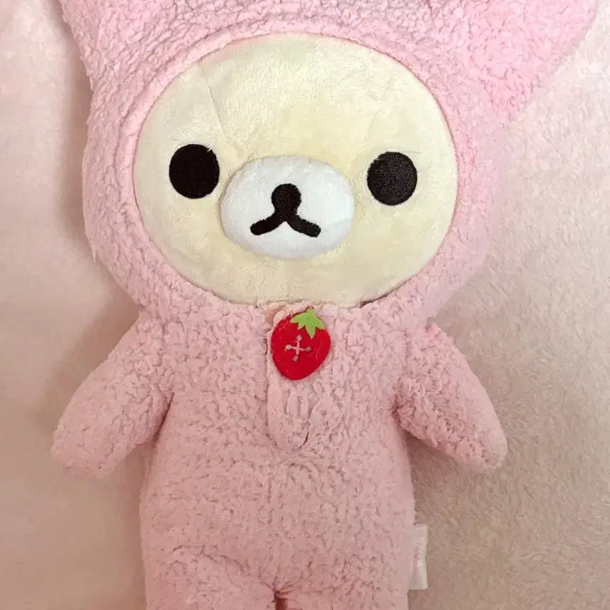 [BUNJANG] Rilakkuma Strawberry Rabbit Plush Doll / 할인)코리락쿠마 딸기 단추 우사기 토끼 인형