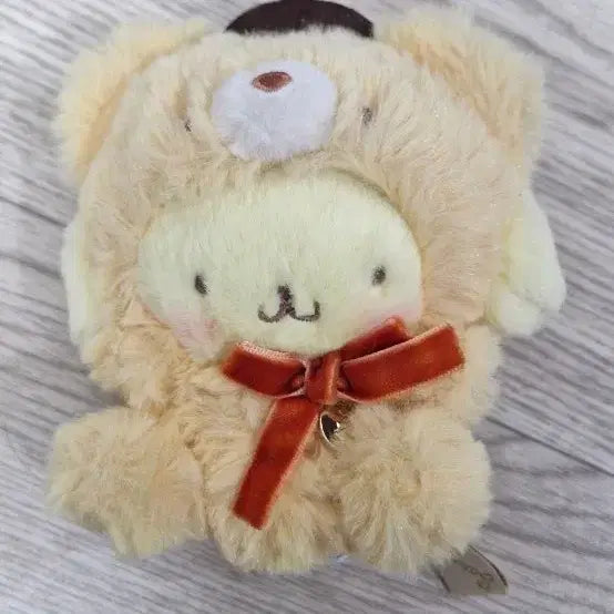 [BUNJANG] Sanrio Pompompurin Bear Plush Keychain with Ribbon / 산리오 폼폼푸린 곰인형 리본 인형 키링