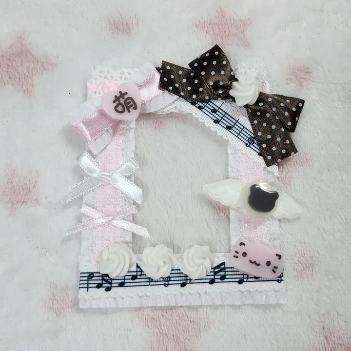 [BUNJANG] Chocolat Pink Nya Lace Top Loader Holder Decor Den / 쇼콜라핑크냥 레이스탑꾸 탑로더   포카홀더 데코덴탑꾸