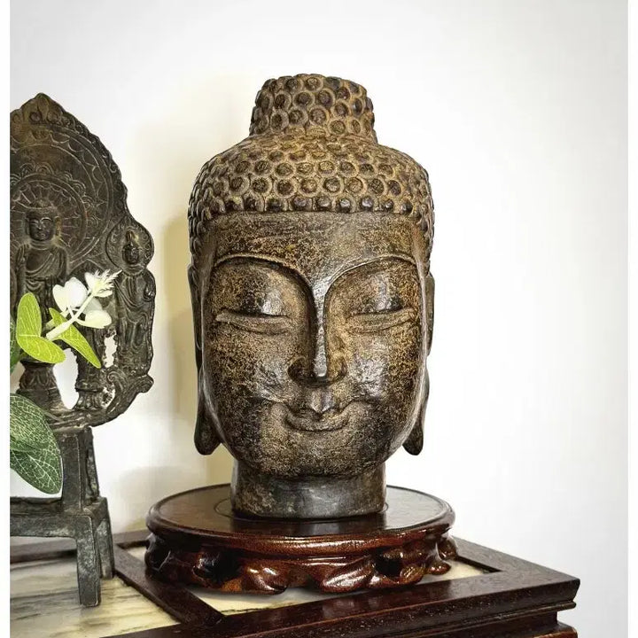 [BUNJANG] Antique Stone Buddha Head Sculpture / 앤티크 돌 불두