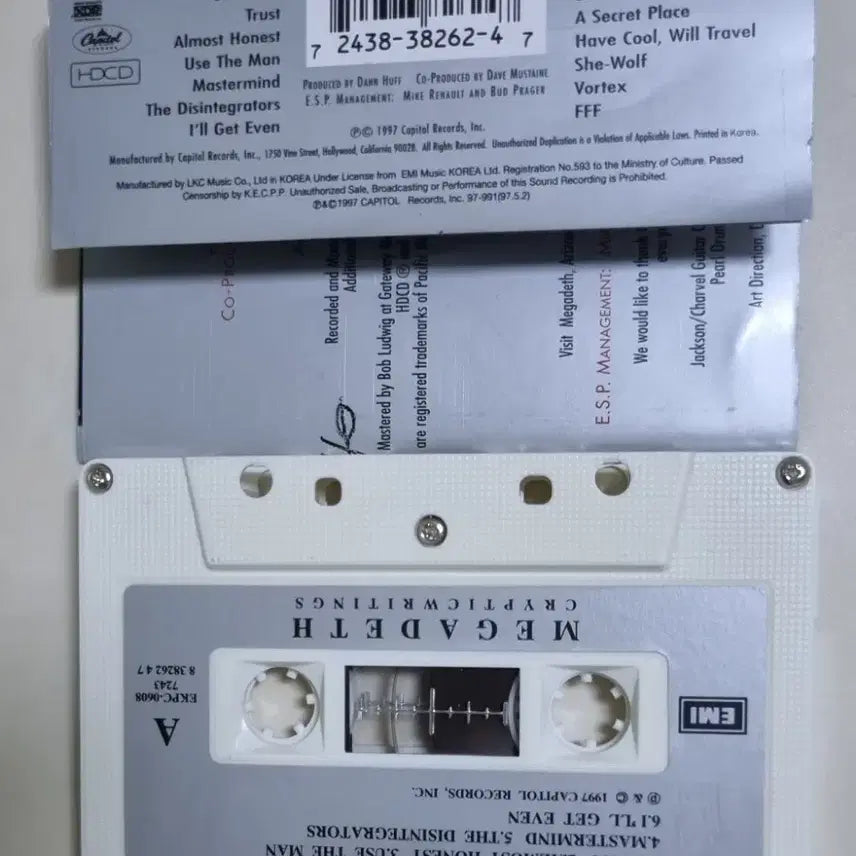 [BUNJANG] Megadeth Cryptic Writings Cassette Tape / 메가데스 Cryptic Writings (카세트테이프)