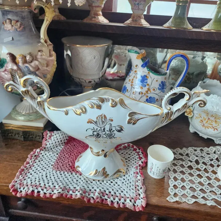 [BUNJANG] 1950s Italian Ceramic Hand-Painted Vase / 1950년대 이태리 도자기 가로48.3cm 높이27.3cm 핸드 페인티드
