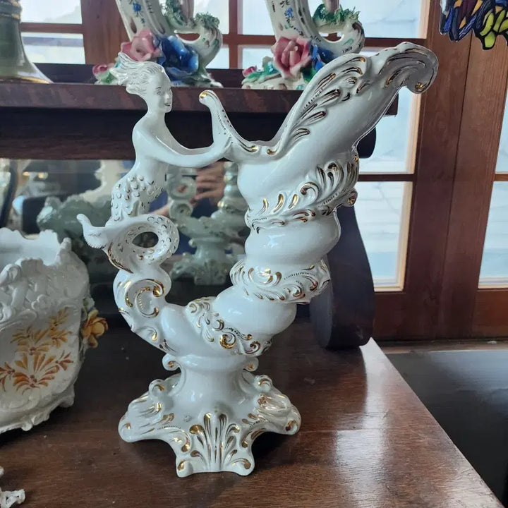 [BUNJANG] 1950s Italian Hand-Painted Ceramic Vase / 1950년대 이태리 도자기 가로31cm 높이35.7cm 핸드 페인티드 상