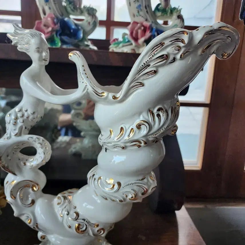 [BUNJANG] 1950s Italian Hand-Painted Ceramic Vase / 1950년대 이태리 도자기 가로31cm 높이35.7cm 핸드 페인티드 상