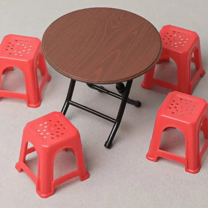 [BUNJANG] Miniature Round Table Set with 4 Chairs / [미니어처] 원형 테이블 세트 (의자4개,테이블1개)미니어처