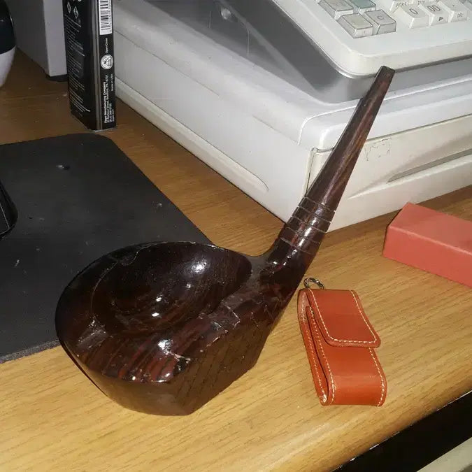[BUNJANG] Golf Club Wooden Ashtray and Leather Stamped Wallet / 골프채형 우드 재떨이와 가죽 도장 지갑