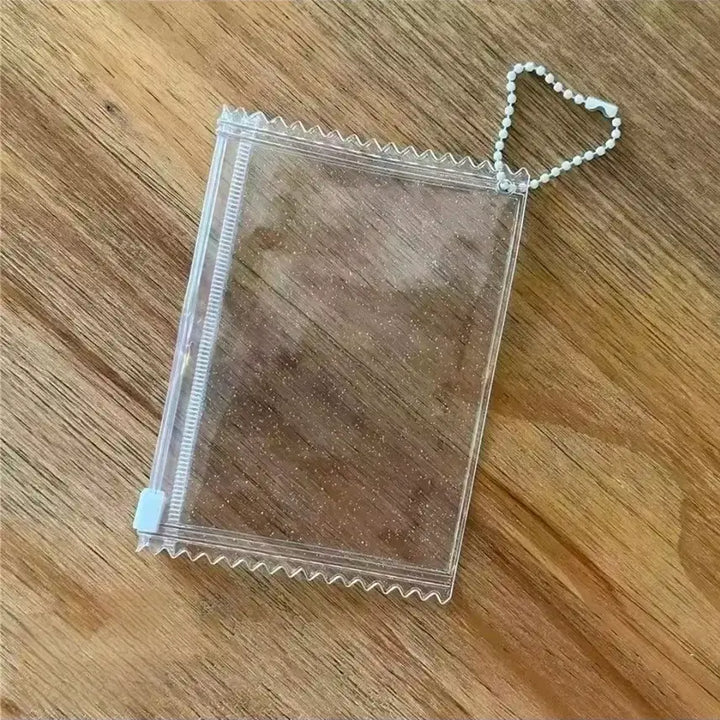 [BUNJANG] Glitter Zipper Pack Photocard Holder Keychain / 투명 글리터 지퍼팩 포토카드 홀더 키링