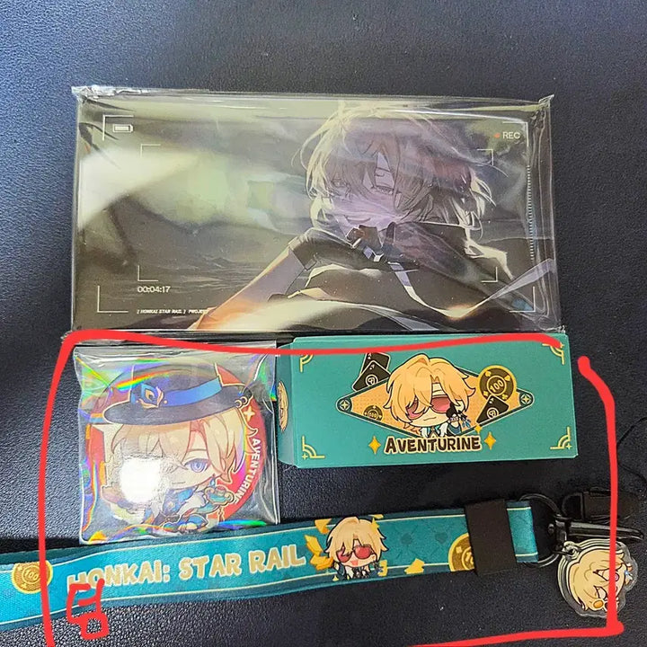 [BUNJANG] Honkai: Star Rail Aventurine Acrylic Block &amp; Can Badge Set / 스타레일 어벤츄린 아크릴 블럭 캔뱃지 스트롭