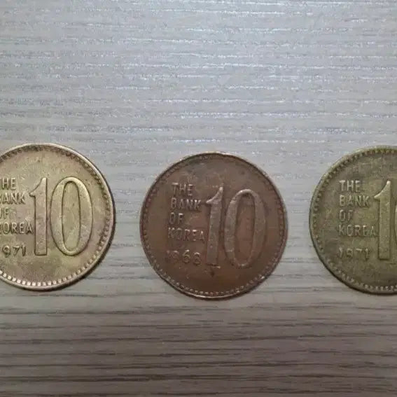 [BUNJANG] 1968 &amp; 1971 Three-Color 10 Won Coin Set / 68년도.71년도2개 10원 주화 3가지색상
