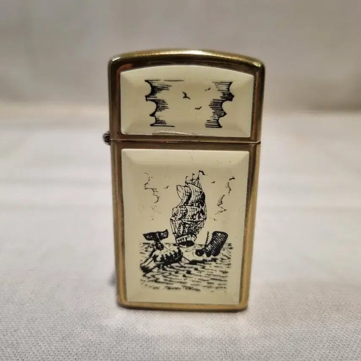 [BUNJANG] Zippo Slim Screams Show Whale Hunting Ship Model Brass Oil Lighter (1991) / 지포 슬림 스크림쇼 고래잡이 배 모델 황동 오일 라이터 ( 1991년 )