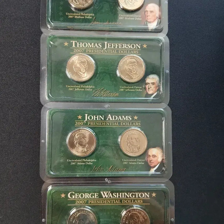 [BUNJANG] 2007 US Presidential Dollar Coin Set (4 Presidents, 2 Mints, 4 Sets) / 2007년 미국 대통령 1달러 기념주화 1대에서4대까지 2종 4세트