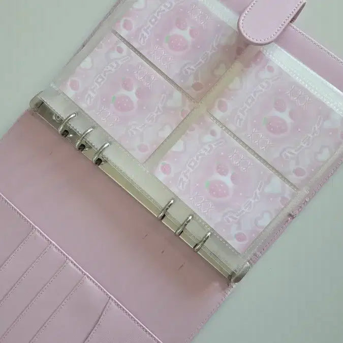 [BUNJANG] Macaron Binder Pink with 10 Inner Sleeves and 4 Large Pages / 마카롱바인더 핑크 속지10장.대지 4장포함 급처