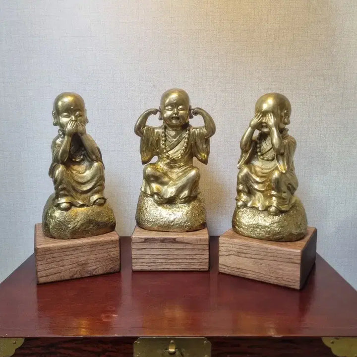 [BUNJANG] Bronze "See No Evil, Hear No Evil, Speak No Evil" Three Wise Monkeys Sculpture Set / [동 브론즈 작품] 보지 말고, 듣지 말며, 말하지 말라
