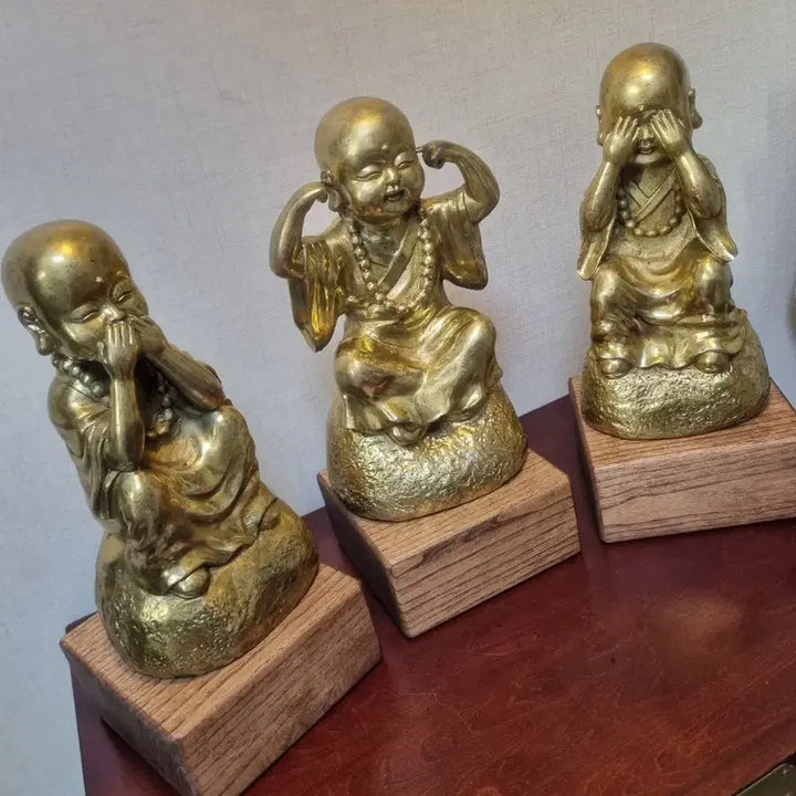 [BUNJANG] Bronze "See No Evil, Hear No Evil, Speak No Evil" Three Wise Monkeys Sculpture Set / [동 브론즈 작품] 보지 말고, 듣지 말며, 말하지 말라