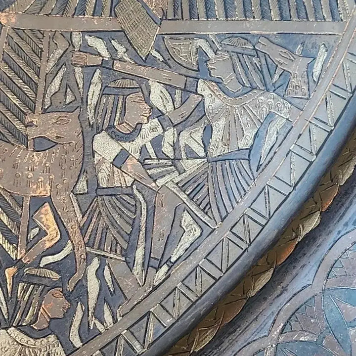 [BUNJANG] Vintage Egyptian Motif Copper Tray / 고풍스러운 이집트 문양이 새겨진 트레이예요지름 68cm무거운 동판