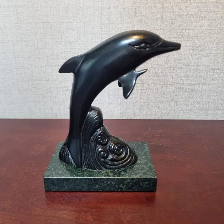 [BUNJANG] Bronze Dolphin Statue with Marble Base / [미니 동 브론즈]  돌고래