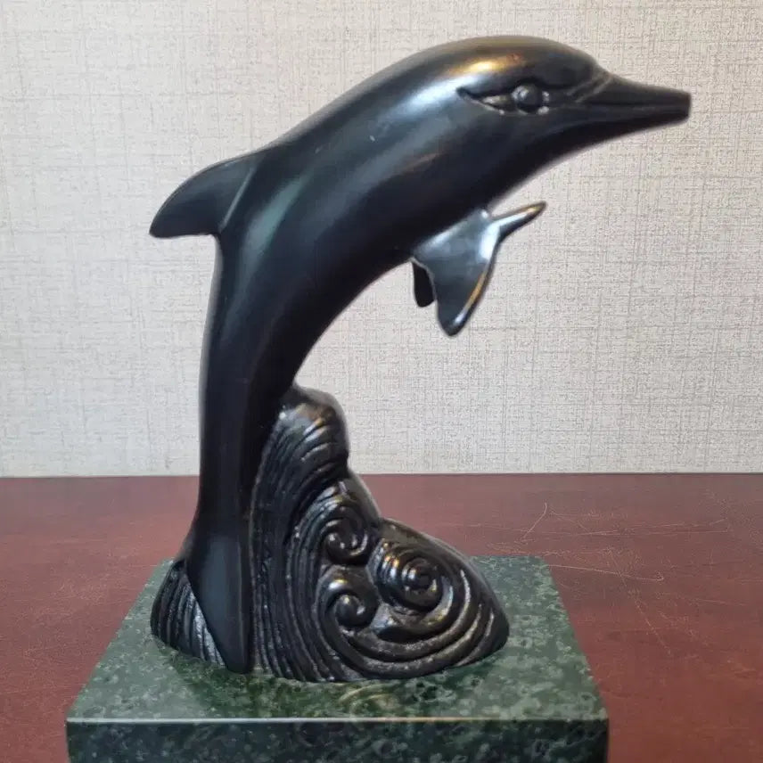 [BUNJANG] Bronze Dolphin Statue with Marble Base / [미니 동 브론즈]  돌고래