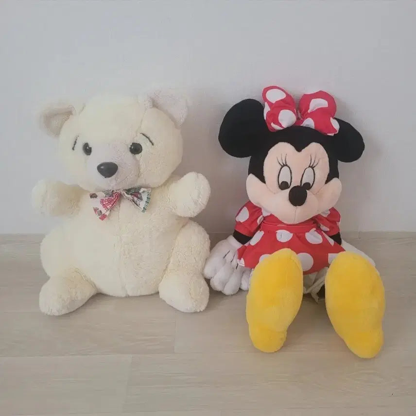[BUNJANG] Bear Plush &amp; Minnie Mouse Plush Set / 곰돌이 인형 미니마우스 인형 세트