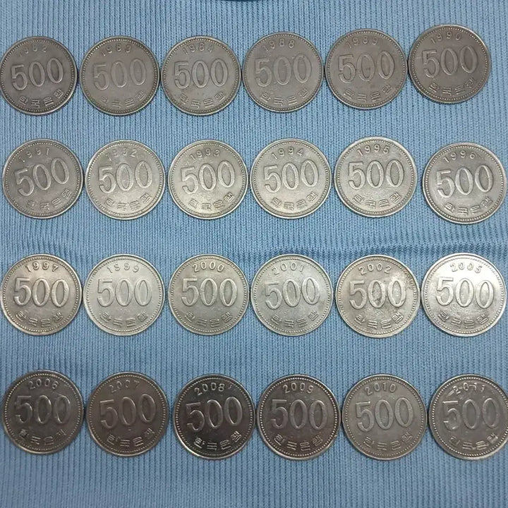 [BUNJANG] 500 KRW Coin Set (1982-2011, 24 Types) / 500원 동전 1982~2011년 24종
