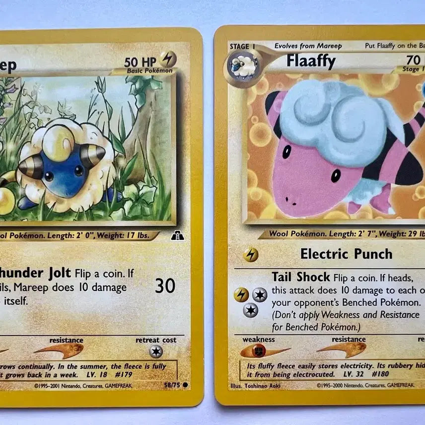 [BUNJANG] Pokemon Mareep Flaaffy Card - Early 2000s English North American Edition / 포켓몬 포켓몬스터 2000-1년 초기 메리프  보송송 북미 영문판 카드